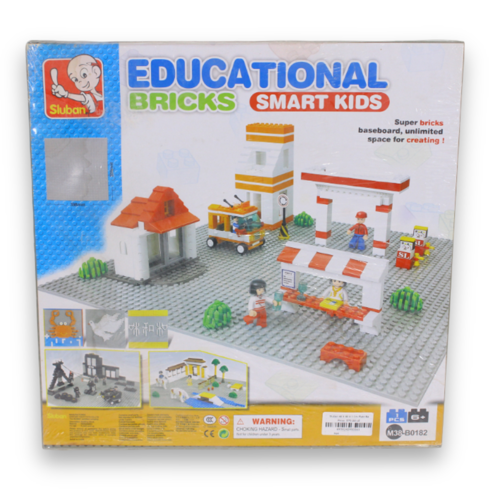 Sluban Basic Building Baseplate – 40 x 40 x 1 cm, Grey