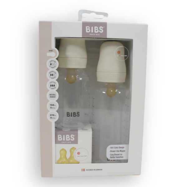 BIBS Grow and Flow Baby Bottle Round Latex Set 150 ml / 270 ml Ivory
