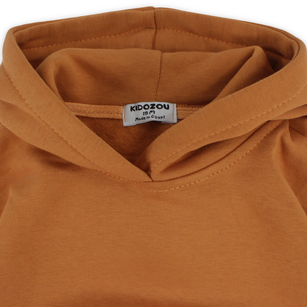 Unisex Hoodie – Orange with Bear Pocket Print