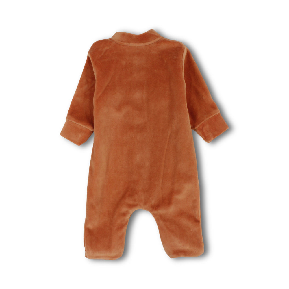 Unisex Baby Cotton Baby Footie – Orange with Elephant Zoo Print