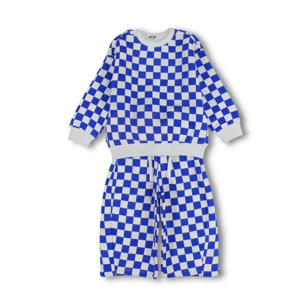 Boys’ Blue Square-Print Outfit Set