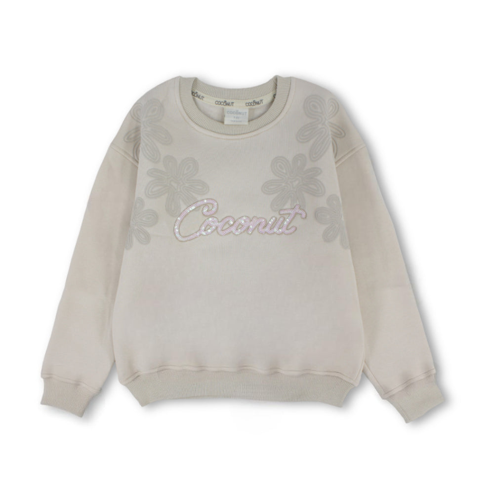 Girls’ Long-Sleeve Sweatshirt – سيمون بناتي كم ورد Coconut – Sweatshirt