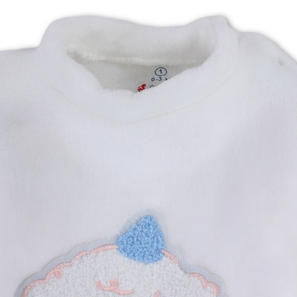 Unisex Long-Sleeved Baby Footie – White with Dogs & Flowers Print