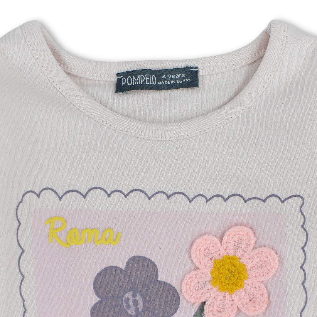 Girls Blouse – Off-White & Pink