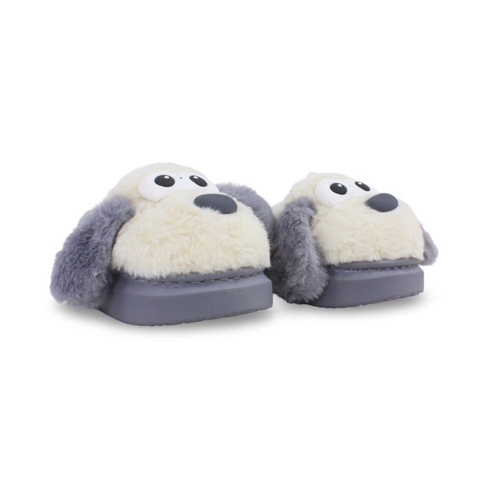 Girls Winter Fur Slippers – Grey