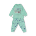 Baby Girls Cotton Long-Sleeved Pajama – Mint & Yellow with "Make Your Own Magic" Print