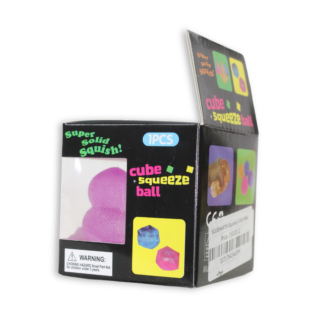 Bingo Frosted Cube Squishy Toy – Purple, 5.5 Cm