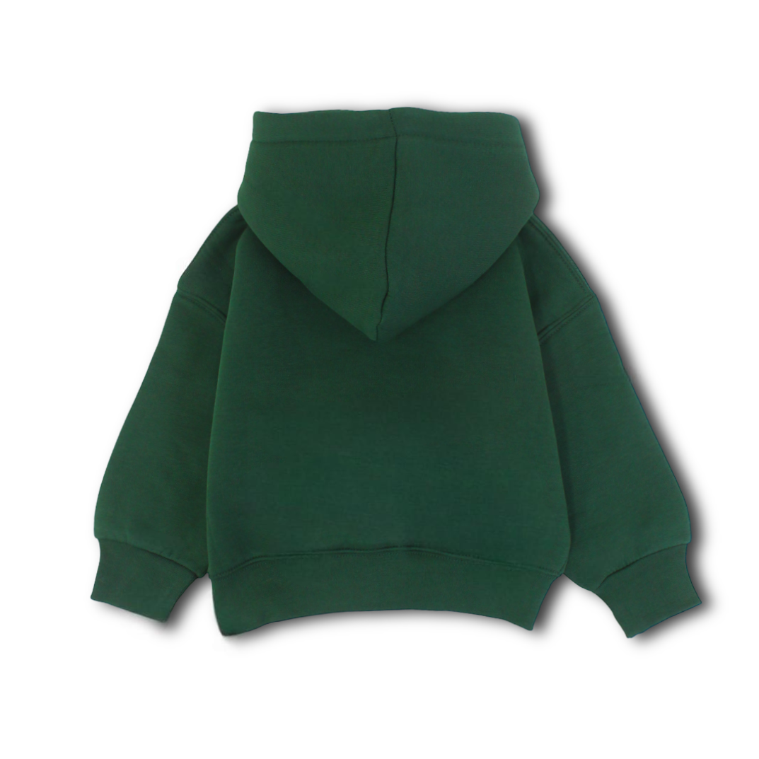 Baby Boys Hoodie – Olive with BEAR POCKET Detail