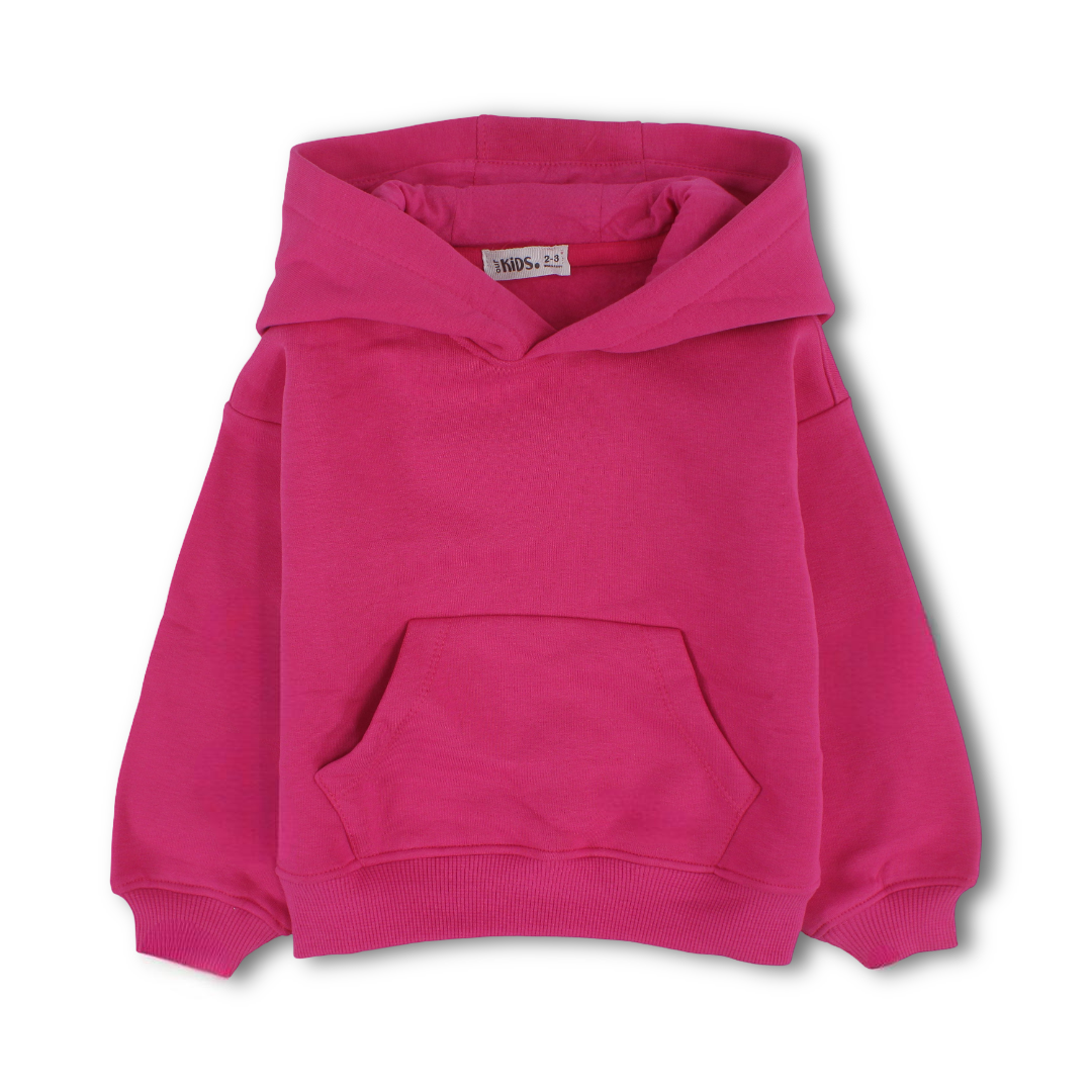 Girls Cotton Hoodie – Plain Fuchsia