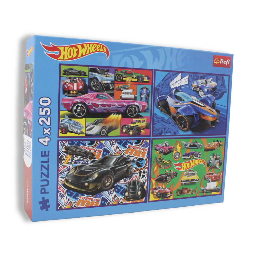 Trefl Hot Wheels: Racing Cars Jigsaw Puzzle Set – 4 x 250 Pcs