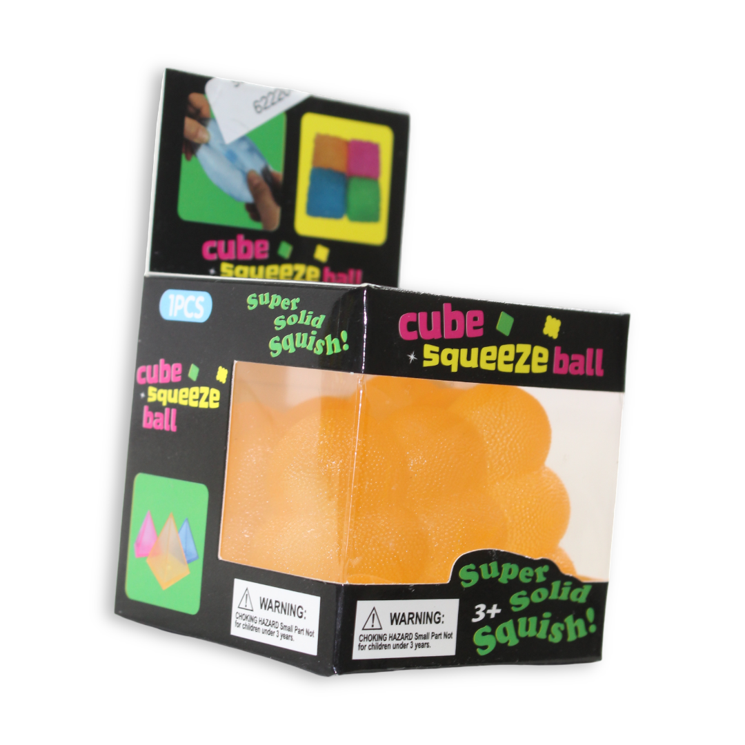 Bingo Frosted Cube Squishy Toy – Orange, 5.5 Cm