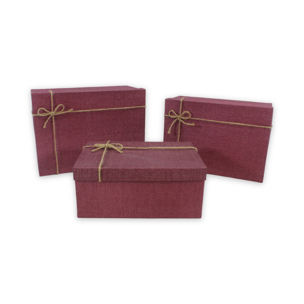 Rectangular Gift Box with Burlap Bow – Size No. 1