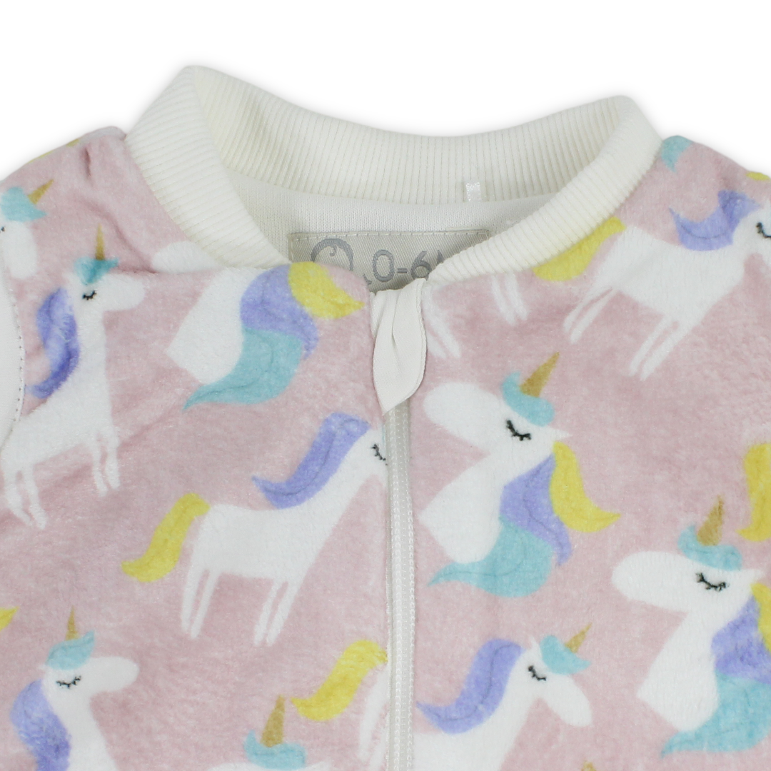 Baby Girls Sleeping Bag – Pink with Unicorn Print