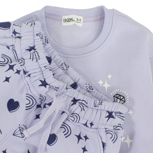 Girls Long-Sleeved Pajama – Lavender with Dreamy Unicorn Print