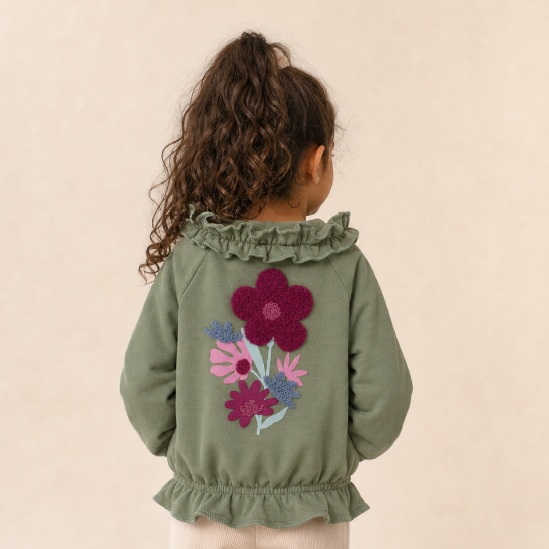 Baby Girls Long-sleeved Jacket – Olive