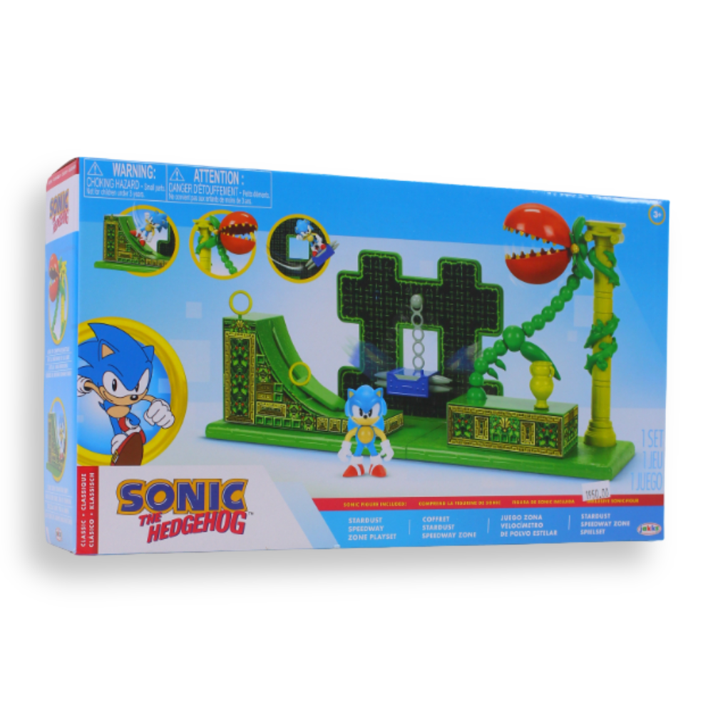 Jakks Games: Sonic the Hedgehog - Stardust Speedway Zone Diorama with Classic Sonic Action Figure (2.5 Inch)