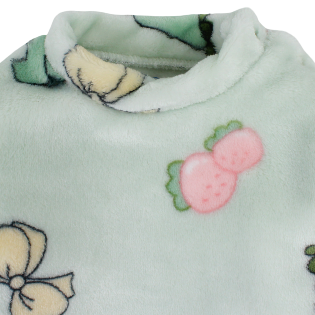 Baby Girls Long-Sleeved Baby Footie – Mint with Lucky Dino Print