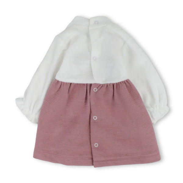 Baby Girls Cotton Long-Sleeved Dress with Bunny & Hearts Detail