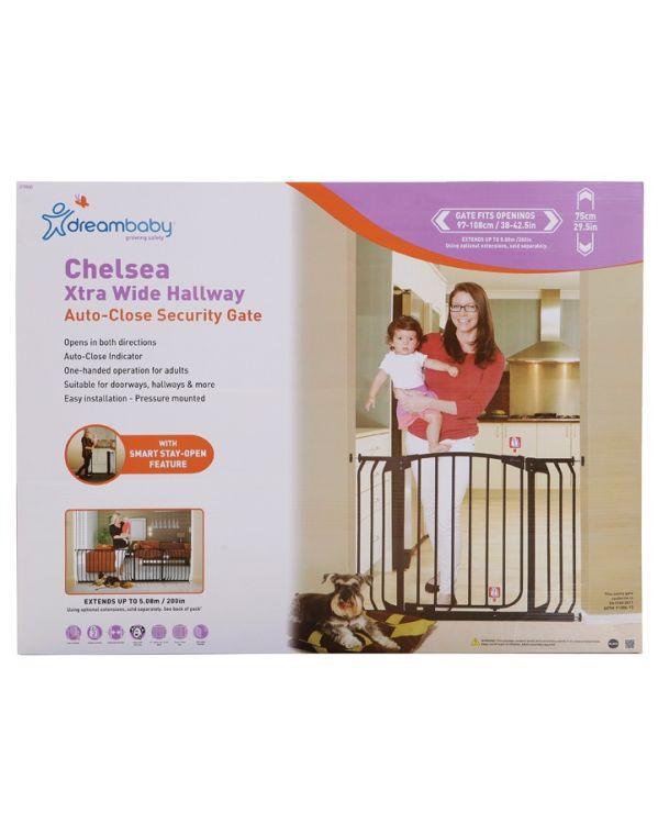 Dreambaby Chelsea Extra Wide 97.5-106cm Auto Close Metal Baby Gate – Black - Ourkids - Dreambaby