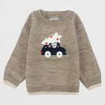 Driving Bear Long-Sleeved Knit Pullover - Ourkids - Pompelo