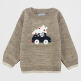 Driving Bear Long-Sleeved Knit Pullover - Ourkids - Pompelo