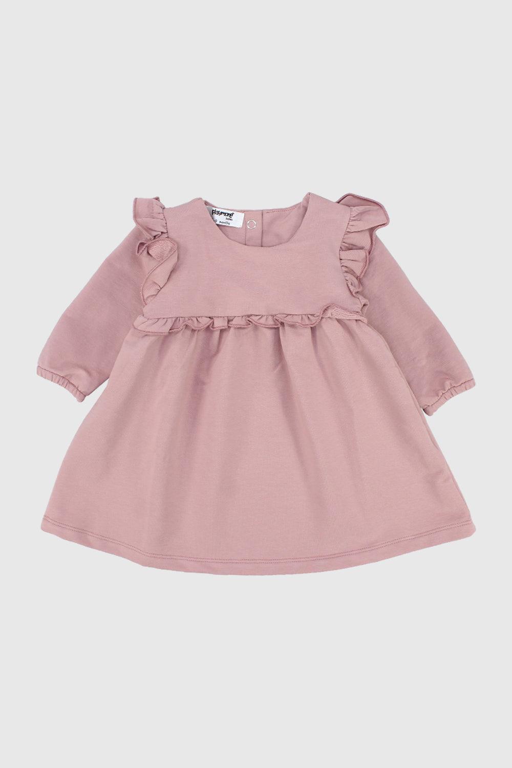 Dusty Pink Long-Sleeved Dress - Ourkids - Playmore