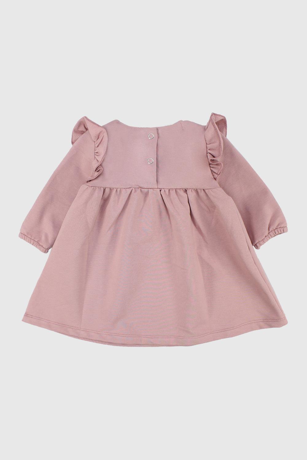 Dusty Pink Long-Sleeved Dress - Ourkids - Playmore