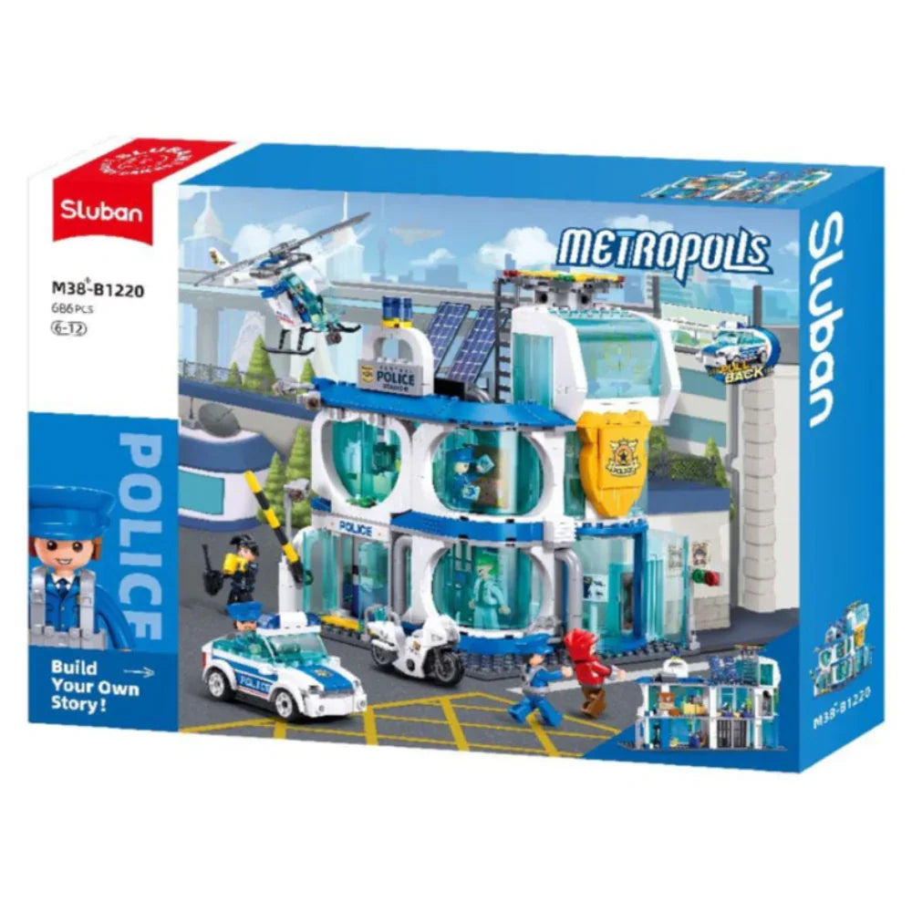 Sluban Metropolis Police-Central Police Station Building Blocks Set - 686 Pcs