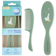 Canpol Babies Soft Hair Brush and Comb – Olive with Goose Print