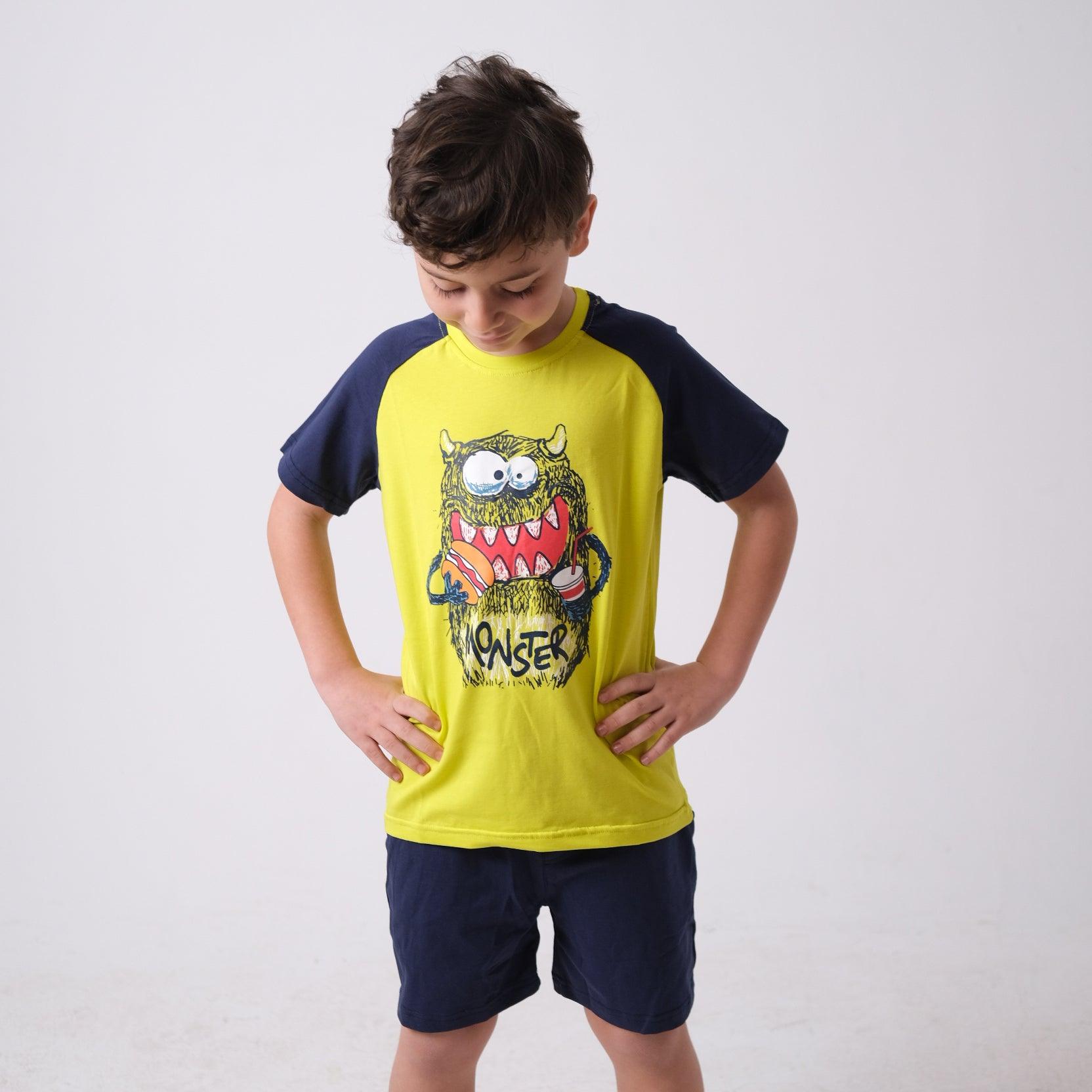 Eating Monster Short-Sleeved Pajama - Ourkids - Ourkids