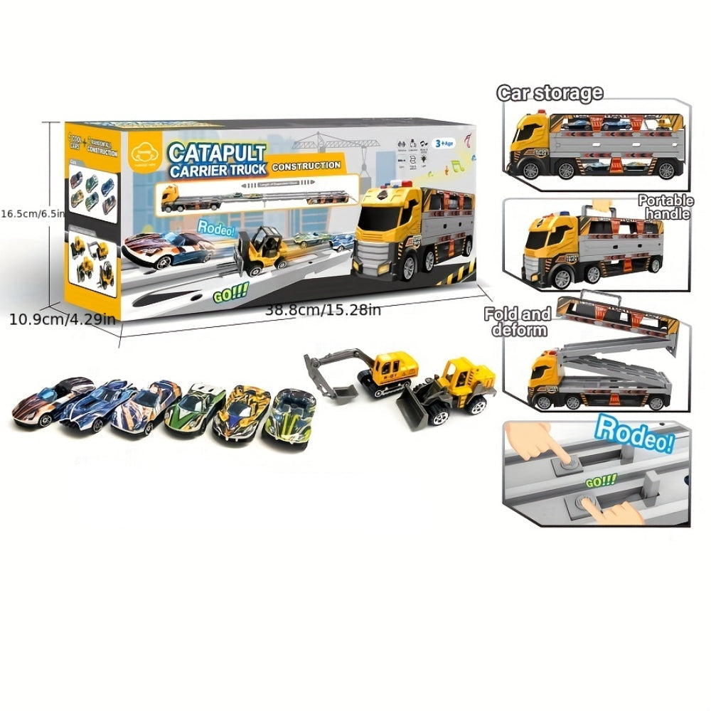 Catapult Carrier Truck Fire Rescue Toy Set – Yellow