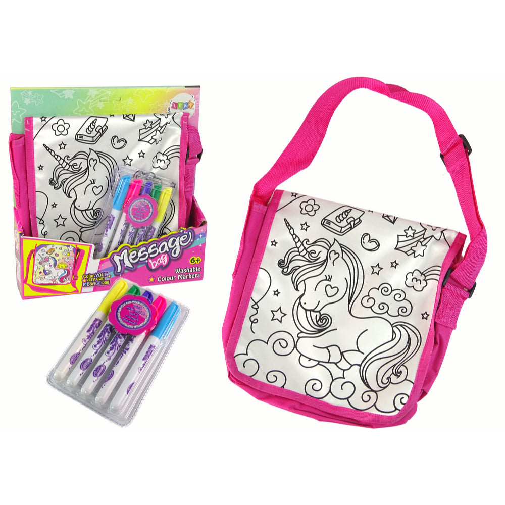 Unicorn Coloring Message Bag with 5 Color Markers