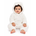 Unisex Baby Fleece Hooded Footless Onesie – White