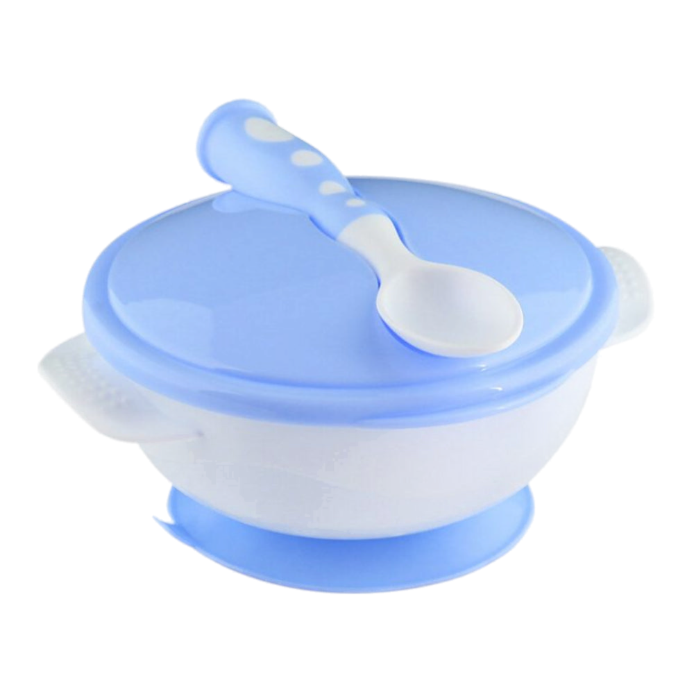 Safari Baby Suction Bowl with Spoon – Baby Blue - Baby Essentials