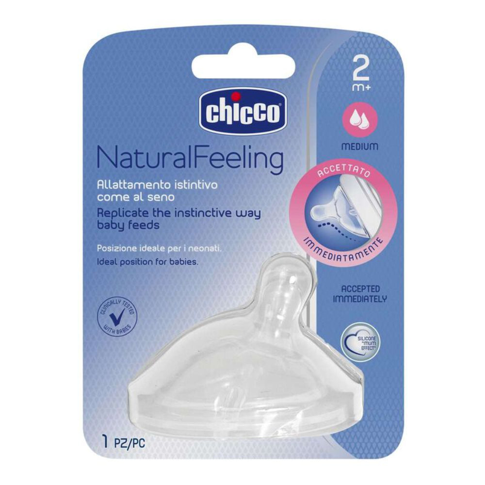 Chicco Natural Feeling Step-up Baby Bottle Teat 2m+ Medium 1 Pc - Baby Essentials
