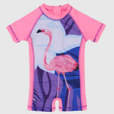 Flamingo Short-Sleeved Overall Swim Suit - Ourkids - I.Wear