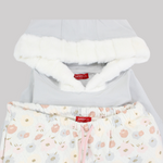 Floral Life Long-Sleeved Fleeced Hooded Pajama - Ourkids - Junior