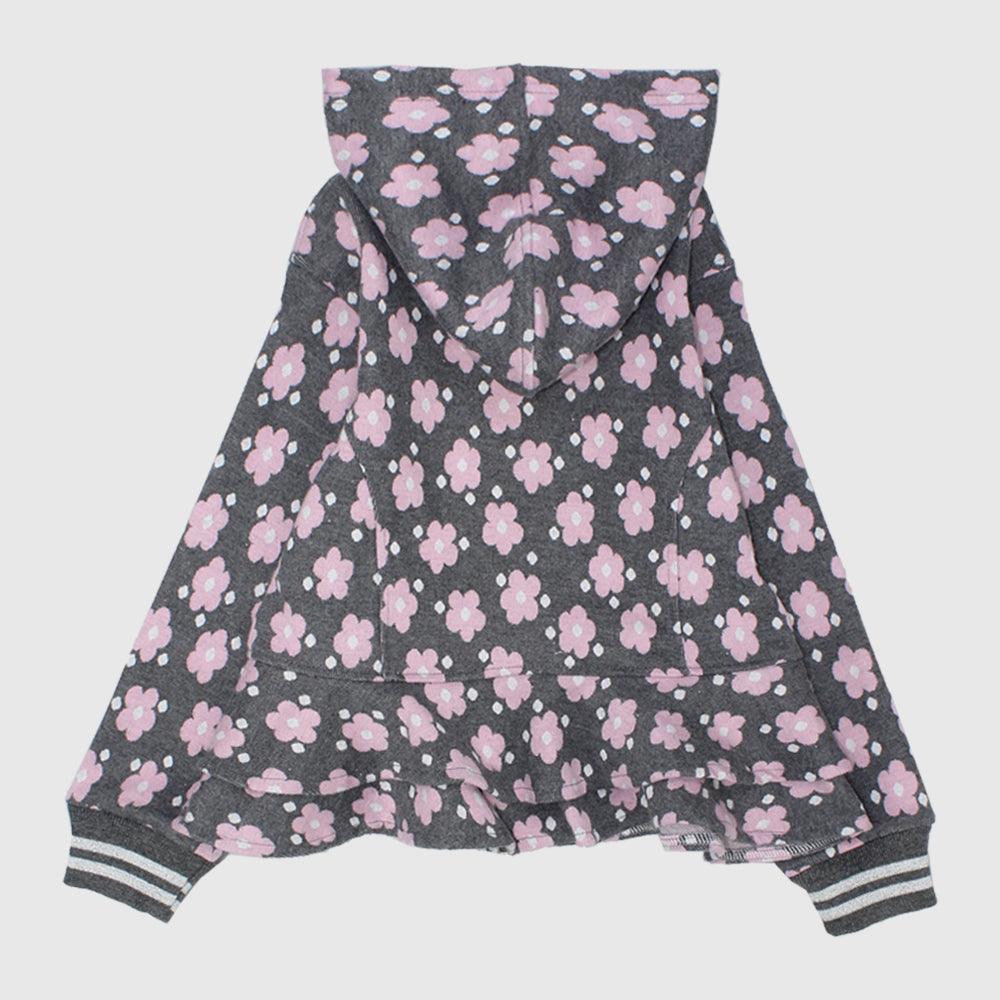 Flowery Long-Sleeved Zip-Up Hoodie - Ourkids - Quokka