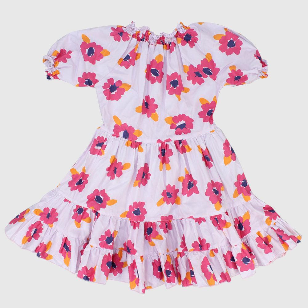 Flowery Short-Sleeved Dress - Ourkids - Playmore