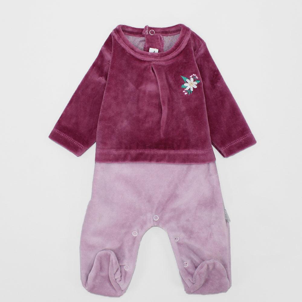 Flowery Velvet Baby Footie - Ourkids - Ourkids