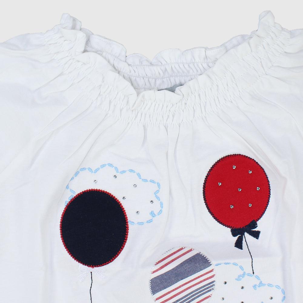 Flying Balloons White T-shirt - Ourkids - Pompelo