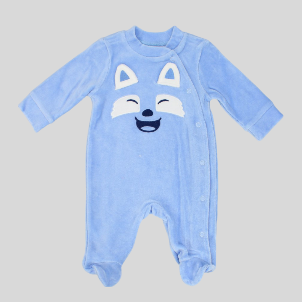 Foxy Light Blue Long-Sleeved Baby Footie - Ourkids - Al Sayad