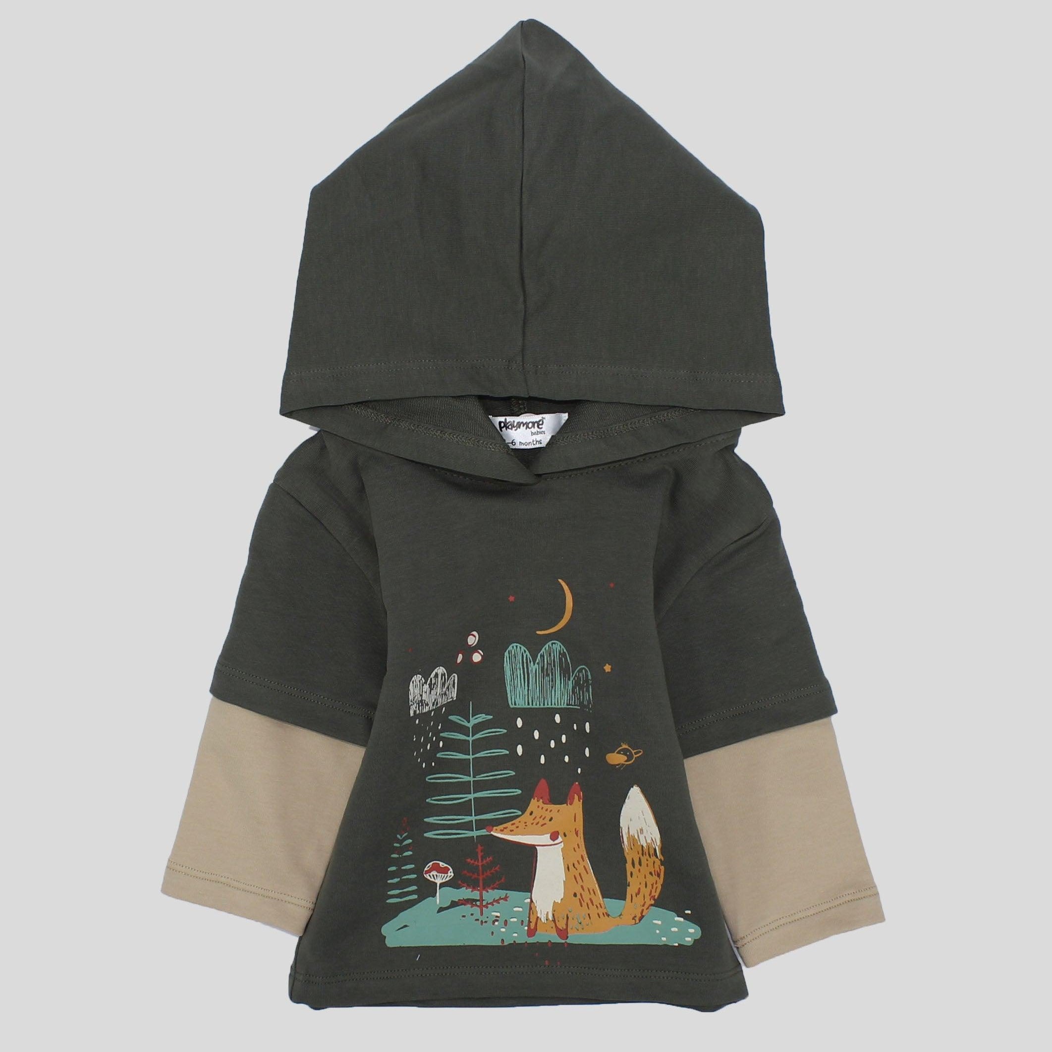 Foxy Long-Sleeved Hooded T-shirt - Ourkids - Playmore