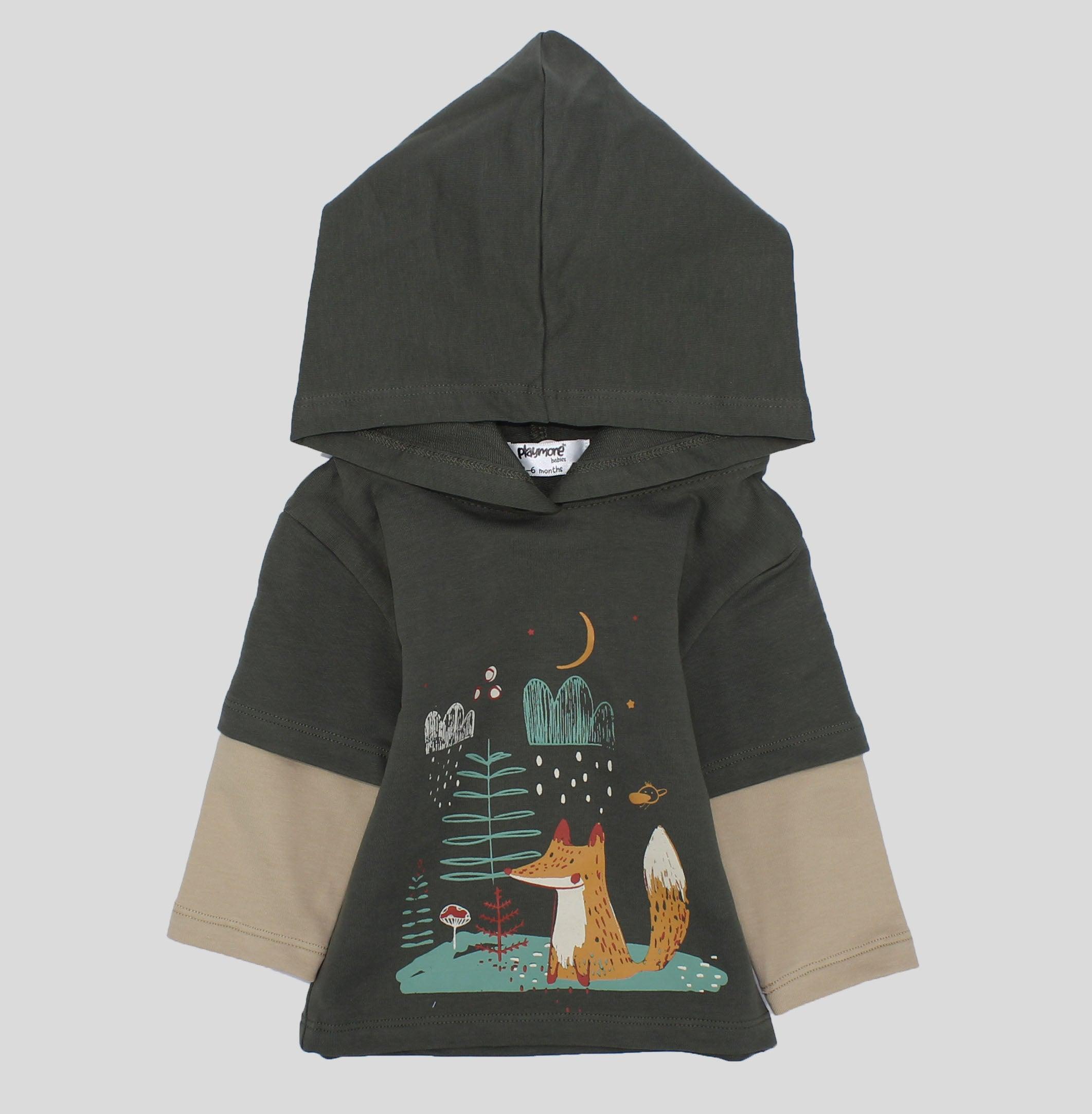 Foxy Long-Sleeved Hooded T-shirt - Ourkids - Playmore