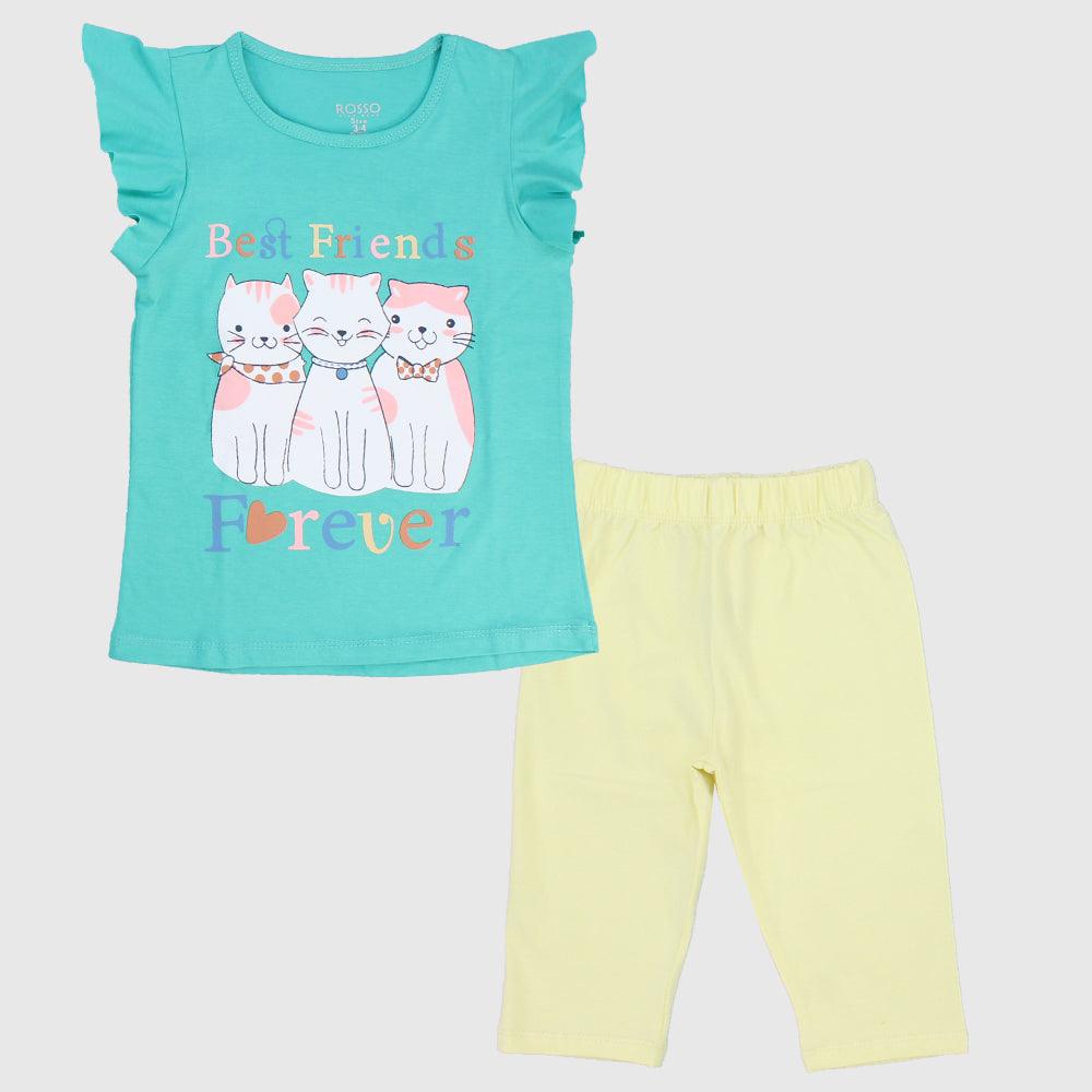 Friendly Kittens Sleeveless Pajama - Ourkids - Rosso