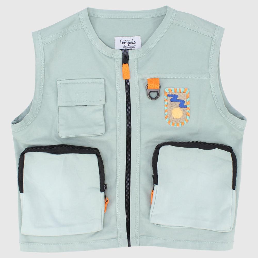 Front Zipper Gabardine Vest - Ourkids - Pompelo