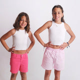 Fuchsia Gabardine Shorts - Ourkids - Playmore