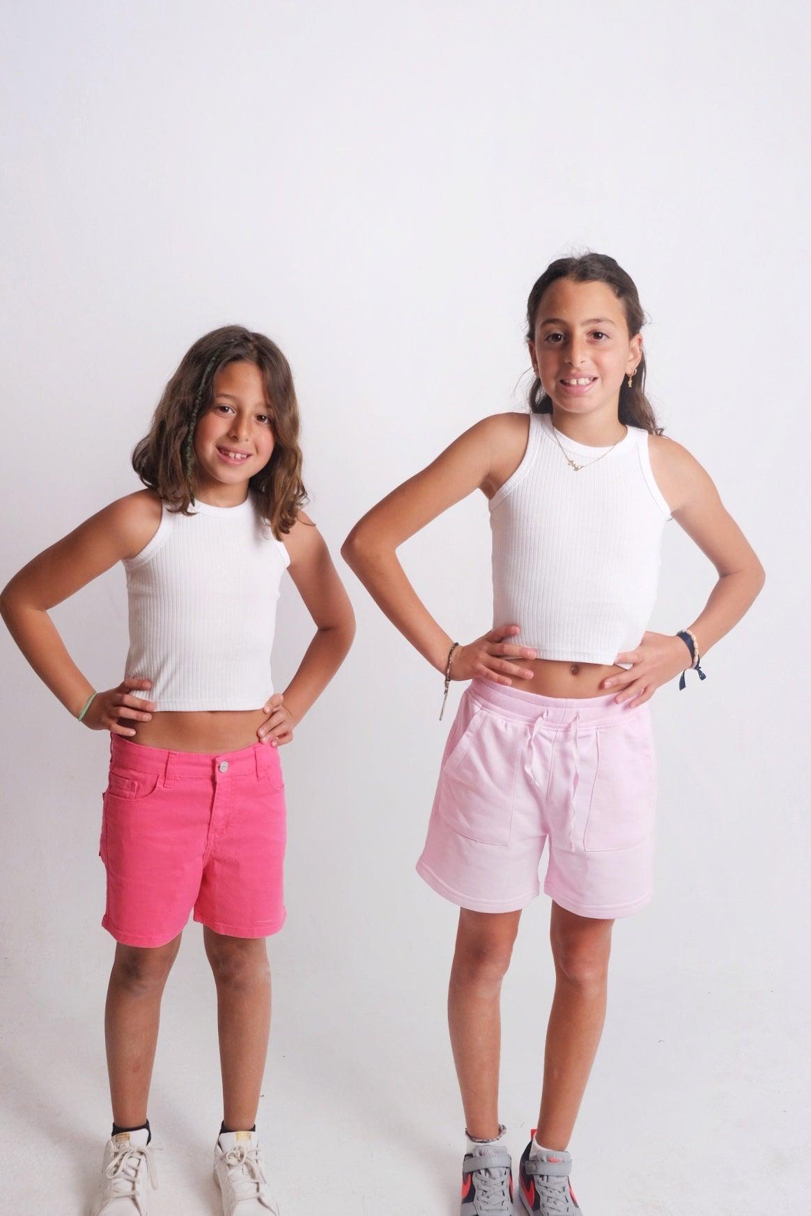 Fuchsia Gabardine Shorts - Ourkids - Playmore