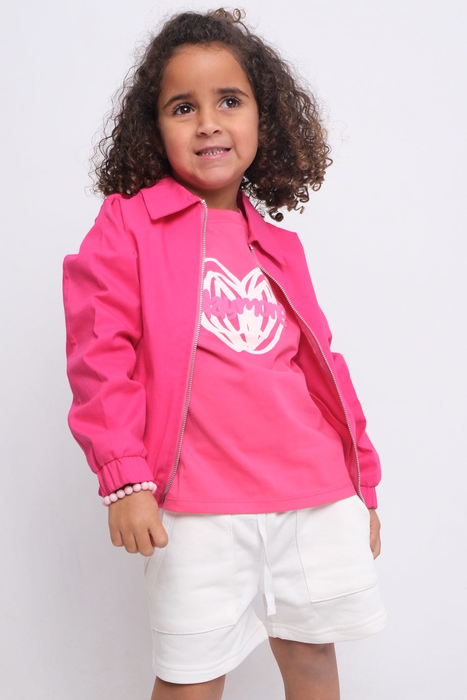 Fuchsia Long-Sleeved Gabardine Jacket - Ourkids - Playmore