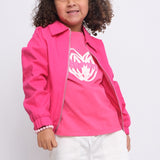 Fuchsia Long-Sleeved Gabardine Jacket - Ourkids - Playmore